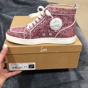 Louboutin pink glitter high tops